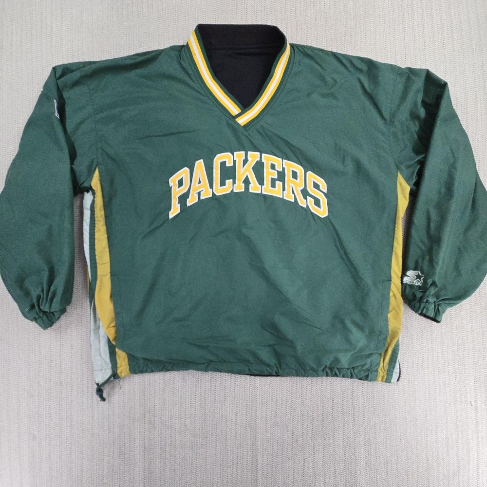 Vintage Starter Green Bay Packers Jacket Mens Large Green NFL Football Pullover